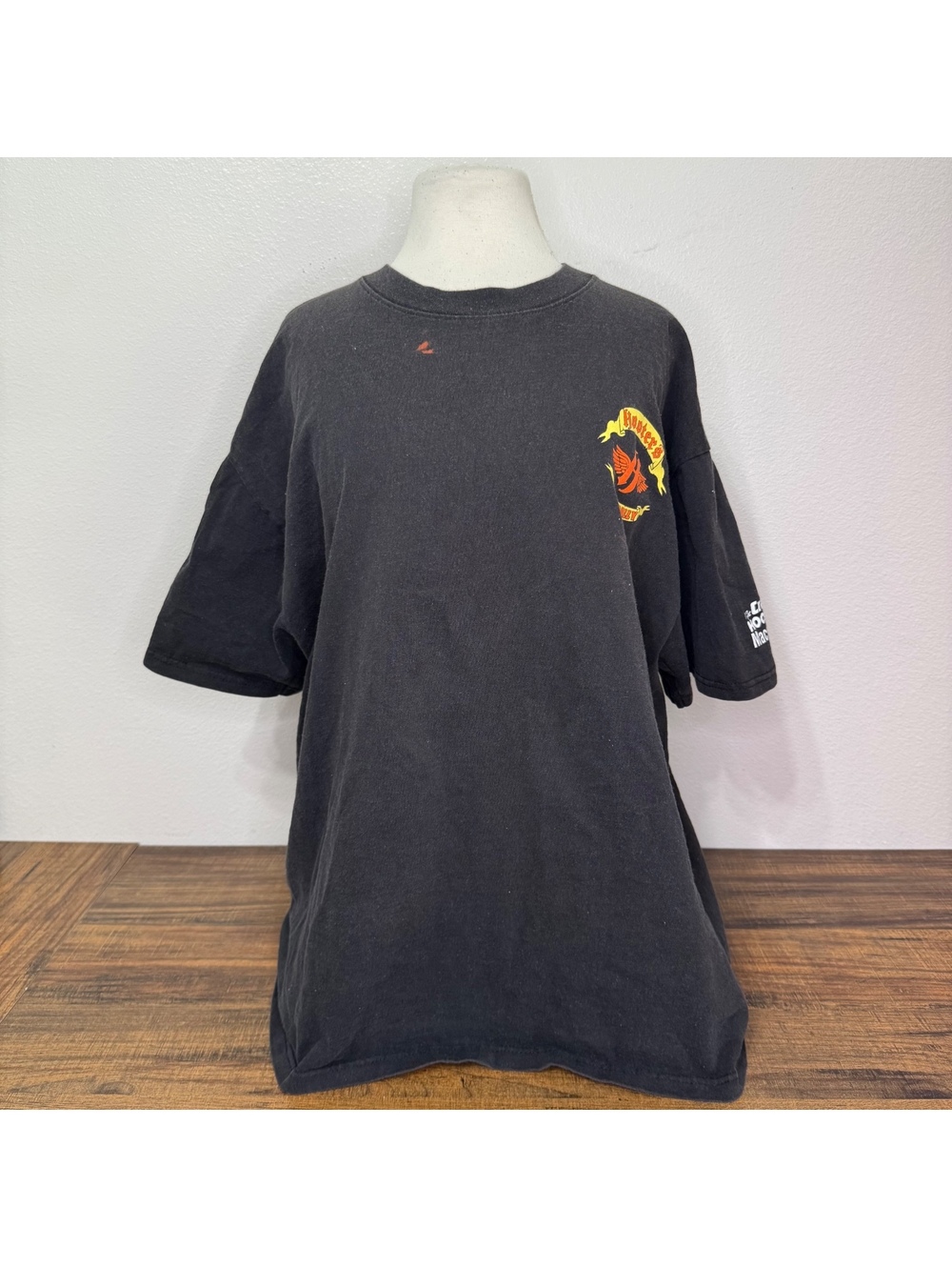 Vintage Hooters Bike Rally Black Graphic T-Shirt Macon GA